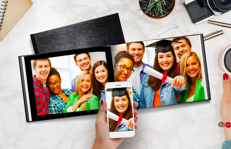 Custom Printerpix photo book with leather cover and personalised design