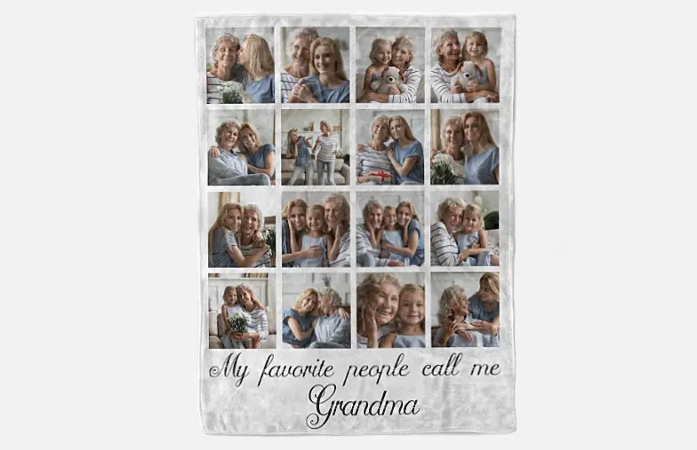 Printerpix photo blanket with photos of family