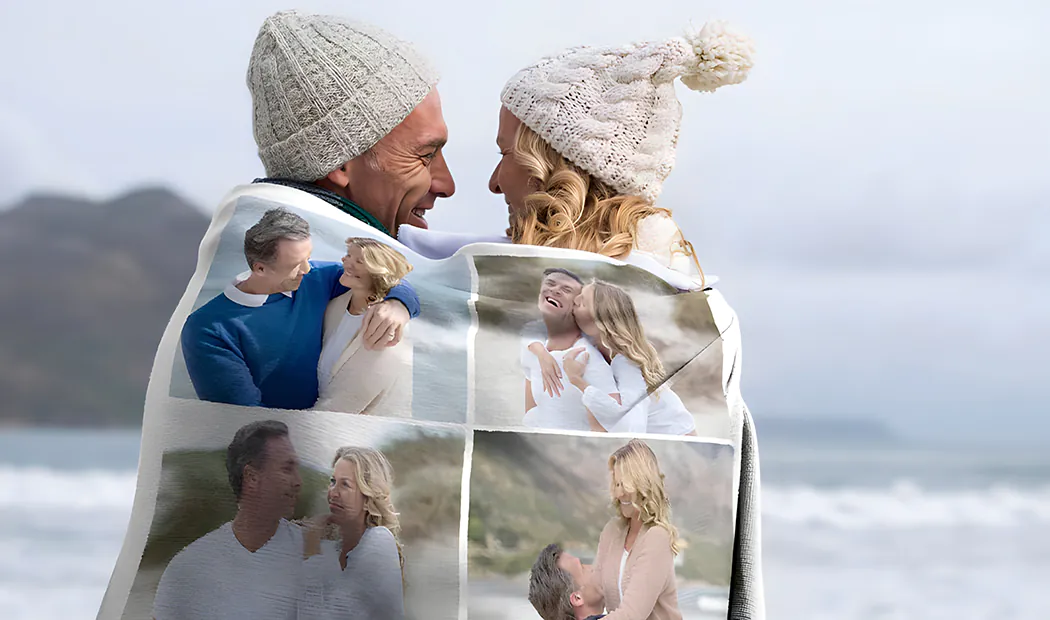 Photo blanket image with size comparison