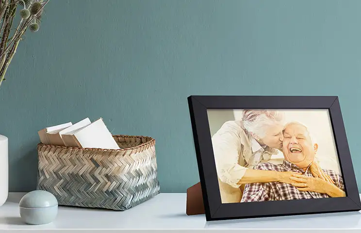 Framed photo of elderly couple