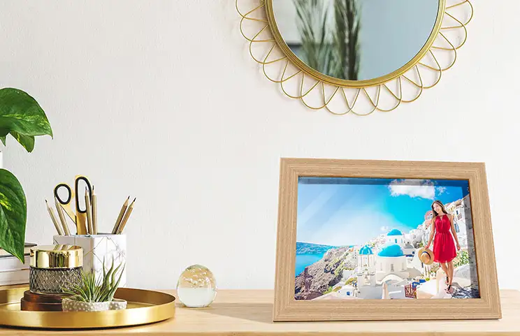 Framed photo on table